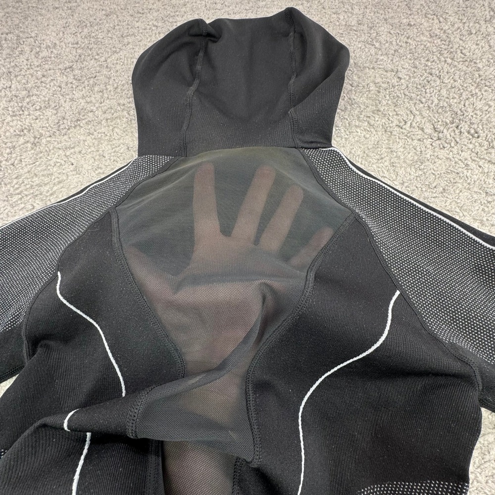 Blanc Noir Womens Black Grey Mesh Back Full Zip Sculpt Hoodie Jacket Size M - Picture 5 of 9